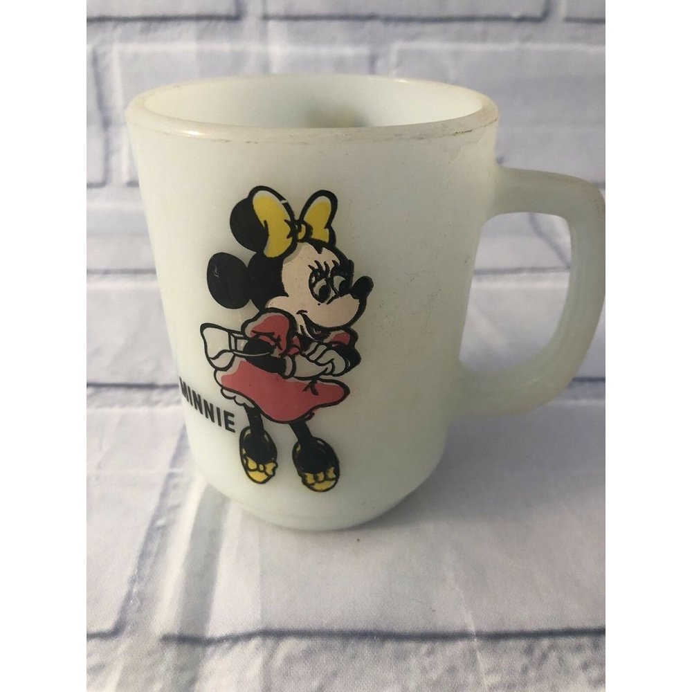 Vintage Disney Minnie Mouse Milk Glass Coffee Mug Pepsi Collector Series White